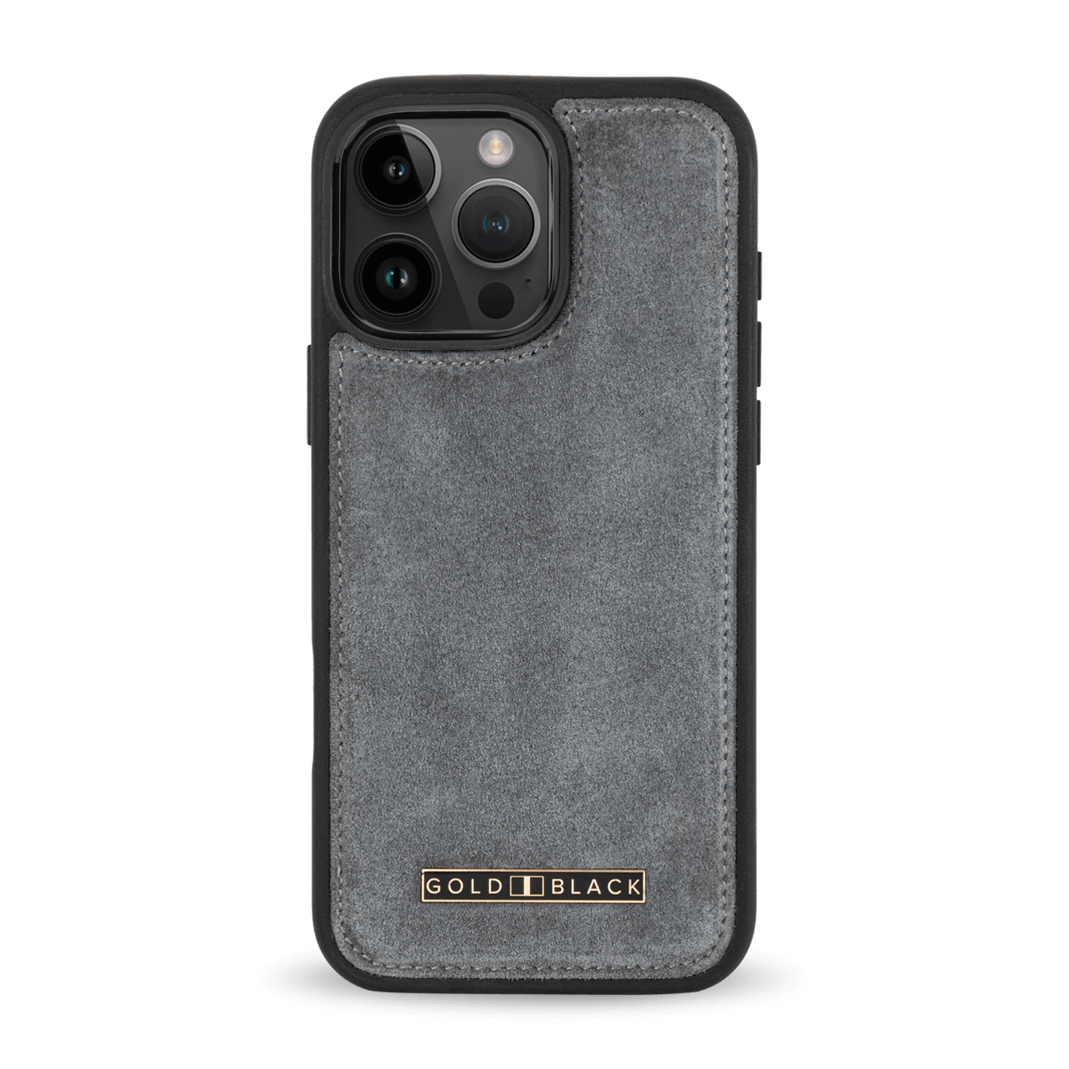 iPhone 16 Pro Max Lederhülle Luxe Suede Grau - GOLDBLACKpremium