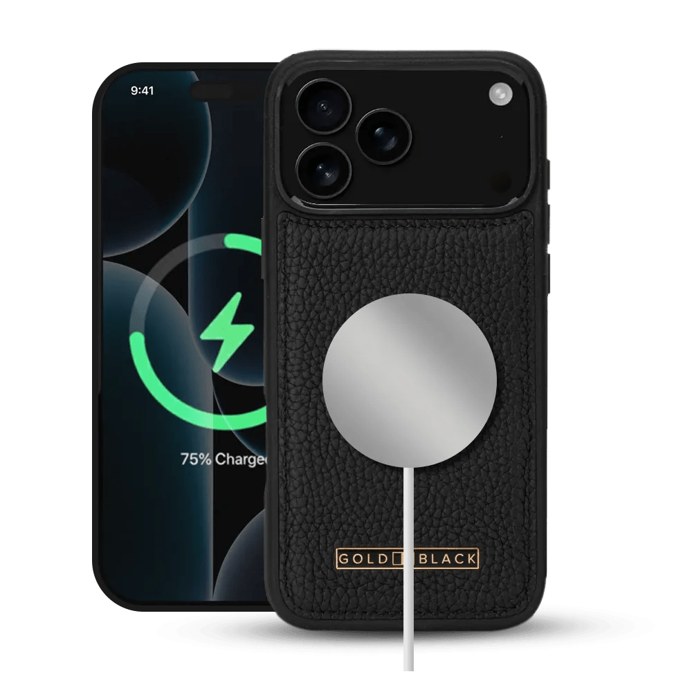 iPhone 17 Pro Max Lederhülle Nappa - MagSafe kompatibel - GOLDBLACKpremium