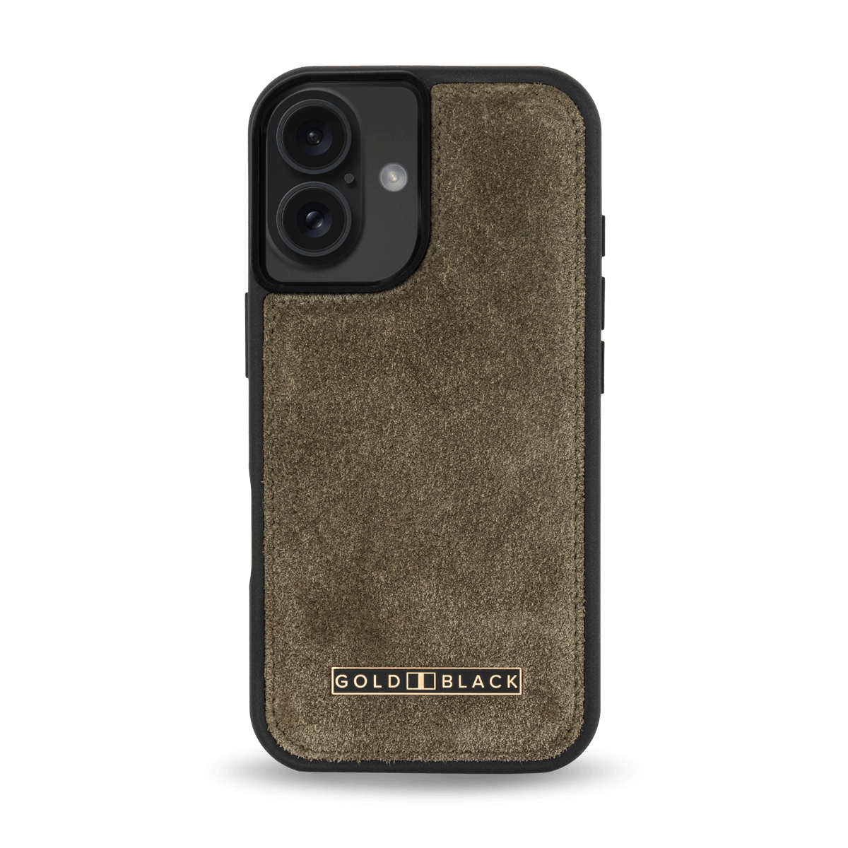 iPhone 16 Lederhülle Luxe Suede Khaki Grün - GOLDBLACKpremium
