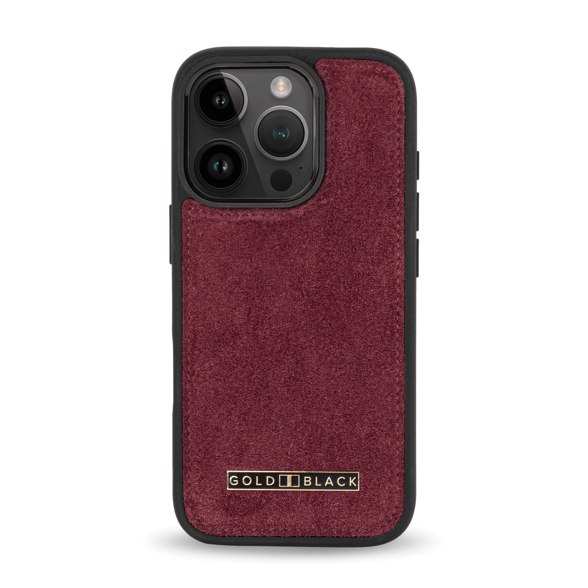 iPhone 16 Pro Lederhülle Luxe Suede Bordeaux - GOLDBLACKpremium