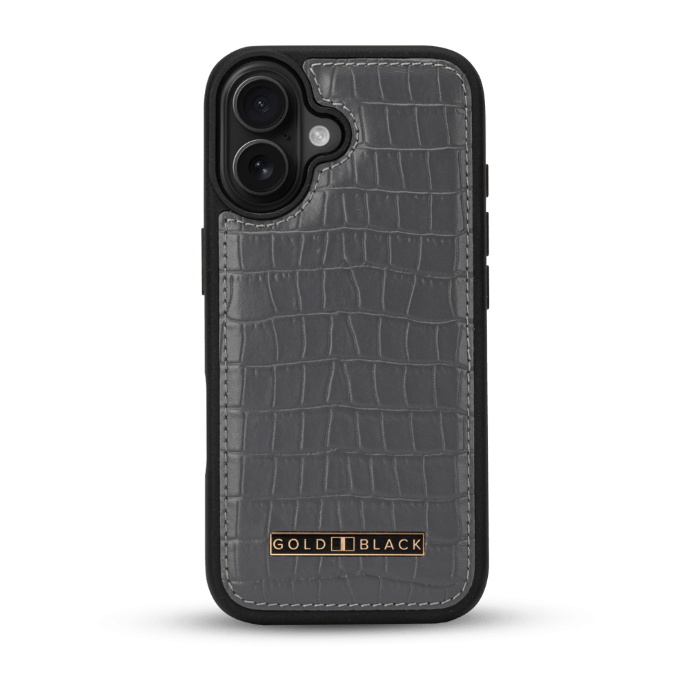 iPhone 17 Lederhülle CrocPrestige - MagSafe kompatibel - GOLDBLACKpremium