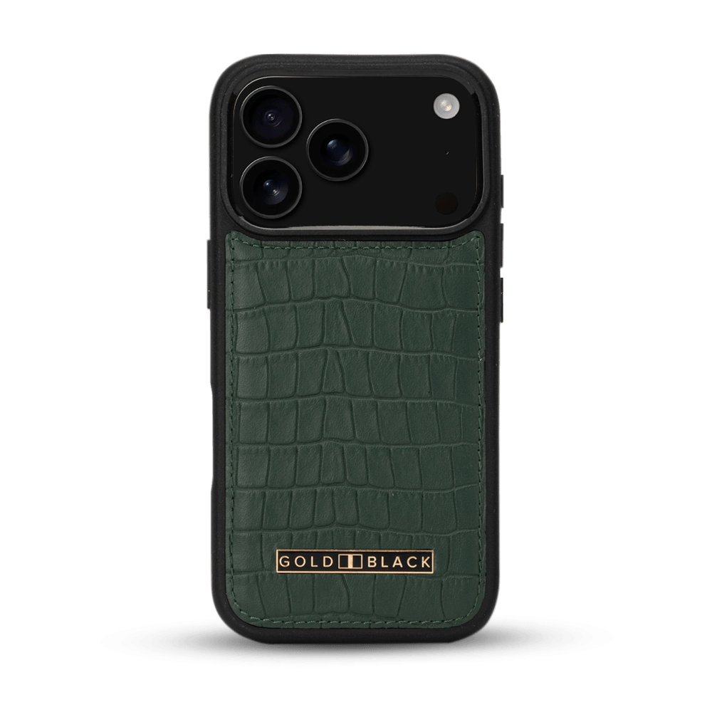 iPhone 17 Pro Lederhülle CrocPrestige - MagSafe kompatibel - GOLDBLACKpremium