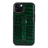 iPhone 13 Leder Case mit Fingerschlaufe Milano-Design grün - GOLDBLACKpremium