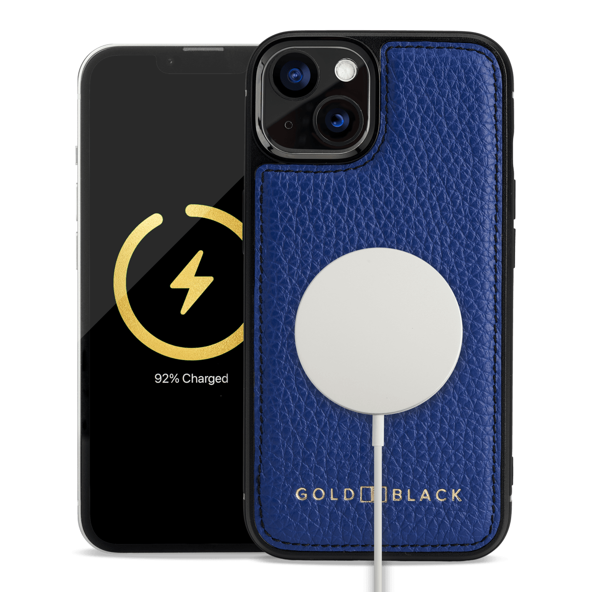 iPhone 13 MagSafe Leder Case Nappa blau - GOLDBLACKpremium