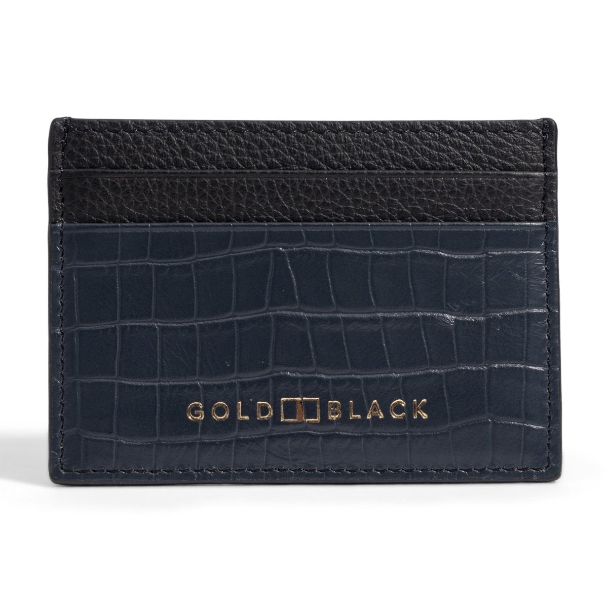Kartenetui CrocPrestige aus echtem Leder in navy blau - GOLDBLACKpremium