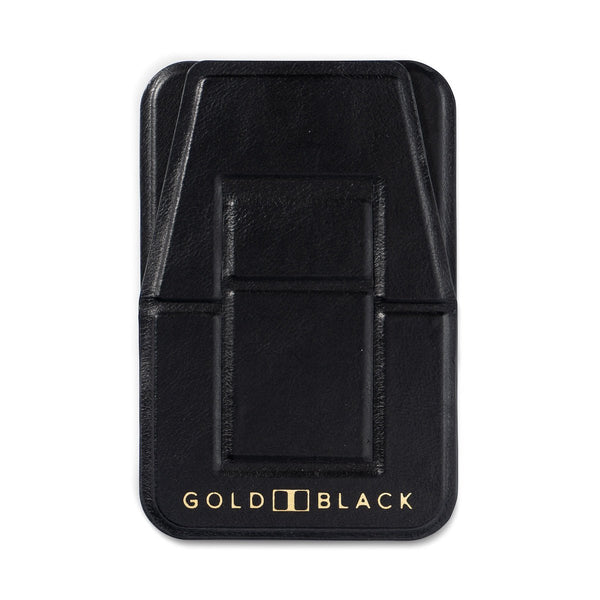 MagFlex Leder Handy Ständer Luxe schwarz mit Fingerhalter - GOLDBLACKpremium