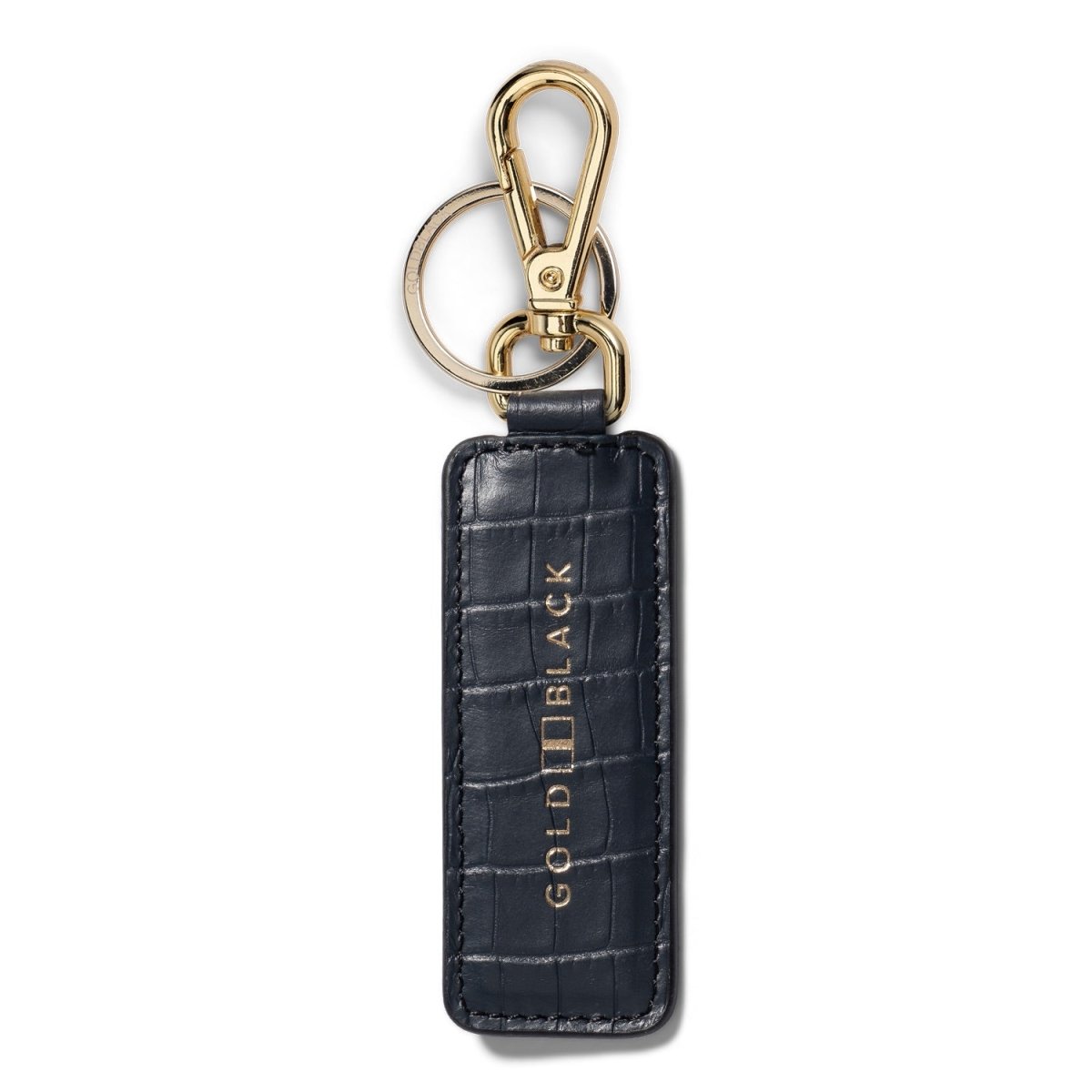 Schlüsselanhänger CrocPrestige aus echtem Leder in navy blau - GOLDBLACKpremium