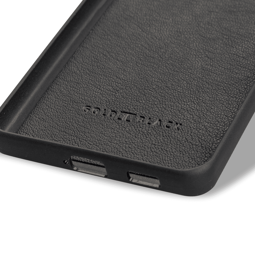 Samsung S21 Ultra Lederhülle mit Fingerschlaufe Croco Schwarz - GOLDBLACKpremium
