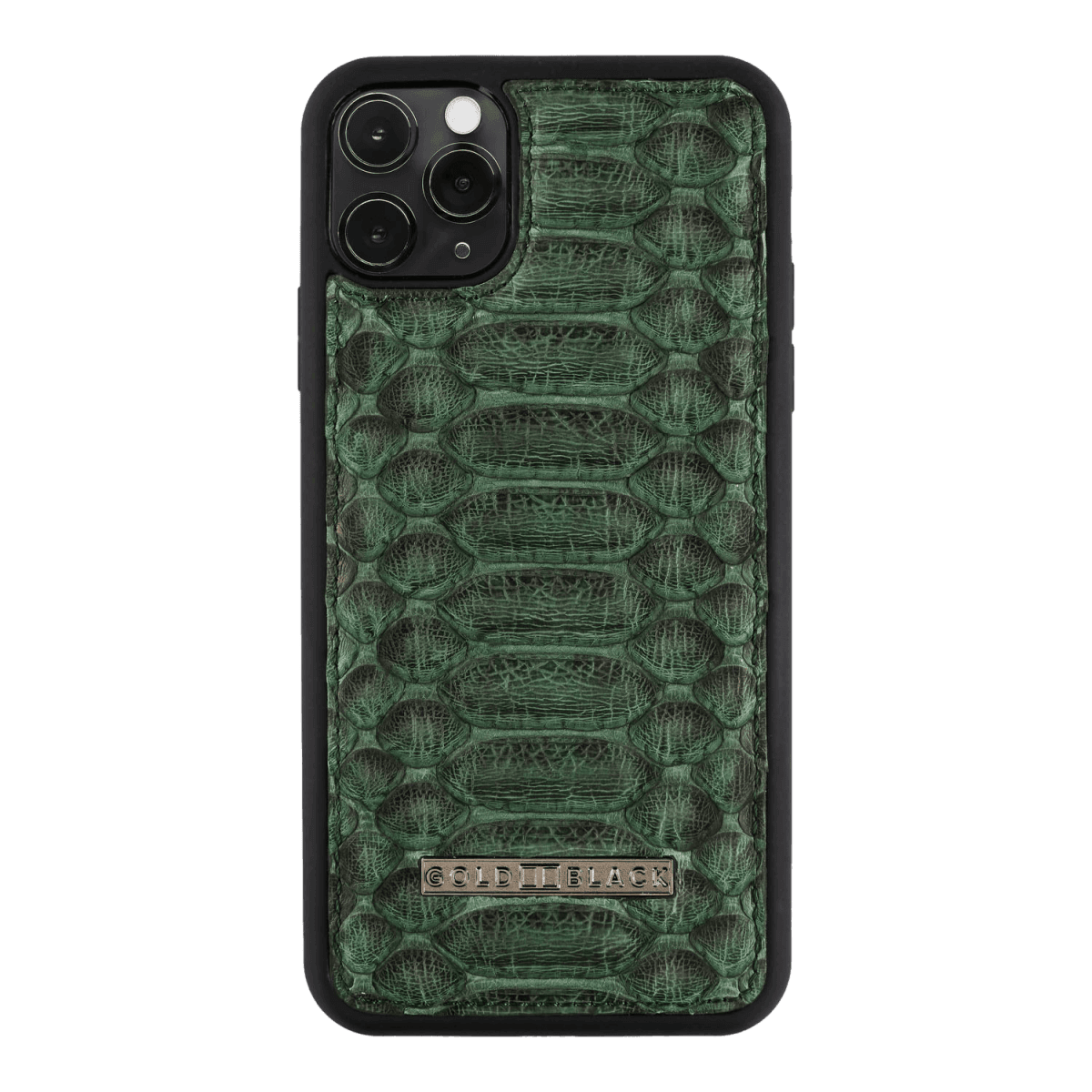 iPHONE 11 PRO LEDERHÜLLE PYTHON DUNKELGRÜN - GOLDBLACKpremium