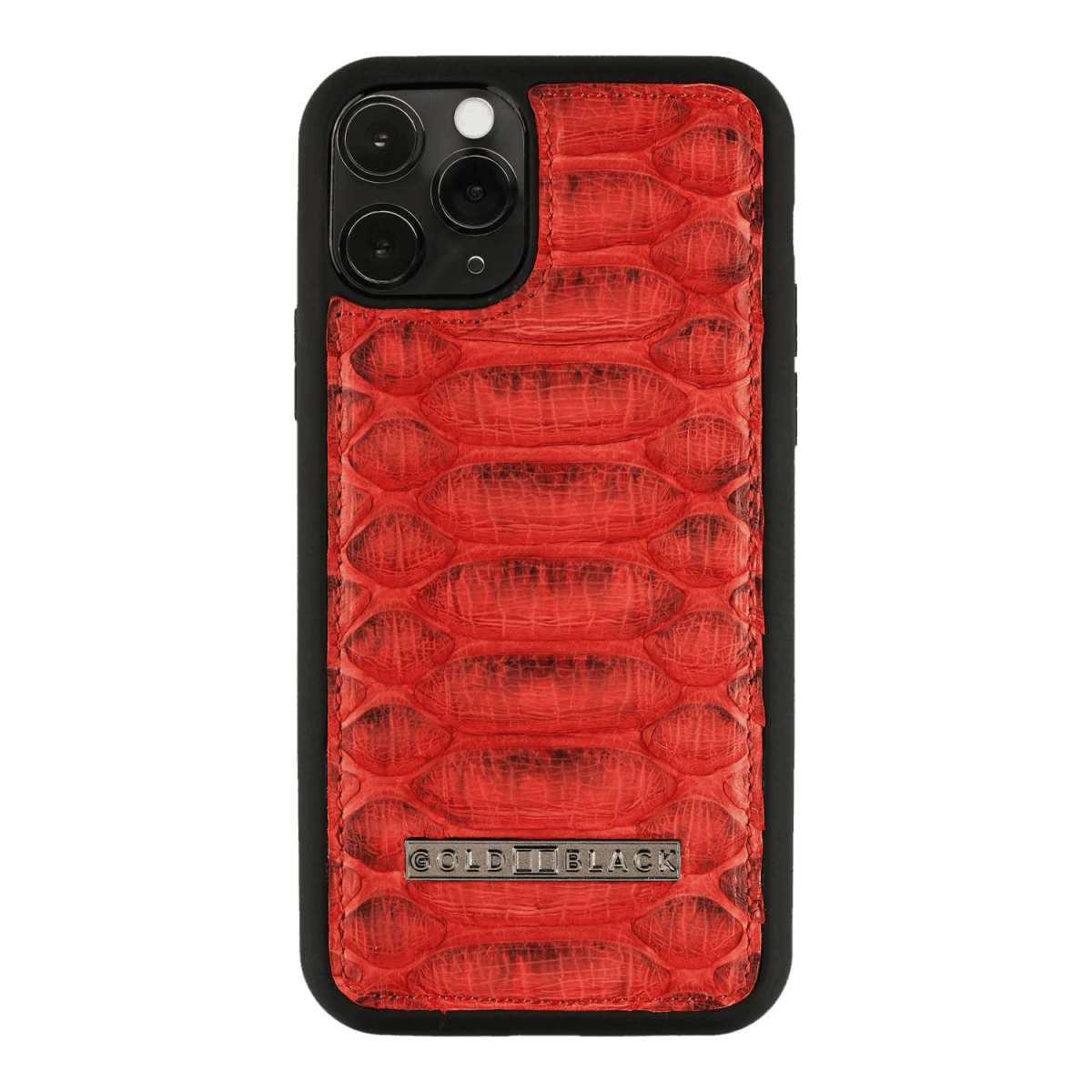 iPHONE 11 PRO LEDERHÜLLE PYTHON DUNKELROT - GOLDBLACKpremium