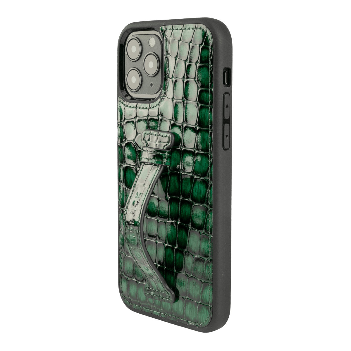 iPhone 12 / 12 Pro Lederhülle mit Fingerschlaufe Milano Grün - GOLDBLACKpremium