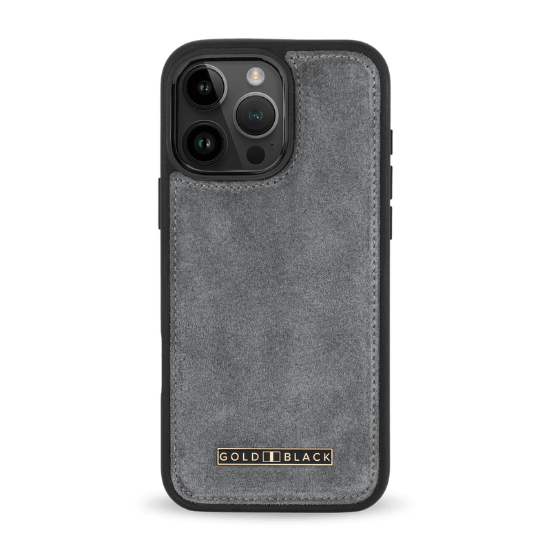 iPhone 16 Pro Max Leather Case Luxe Suede Grey