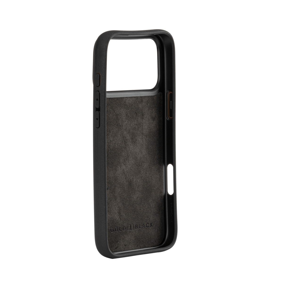 iPhone 17 Pro Max Lederhülle CrocPrestige - mit Fingerschlaufe - GOLDBLACKpremium