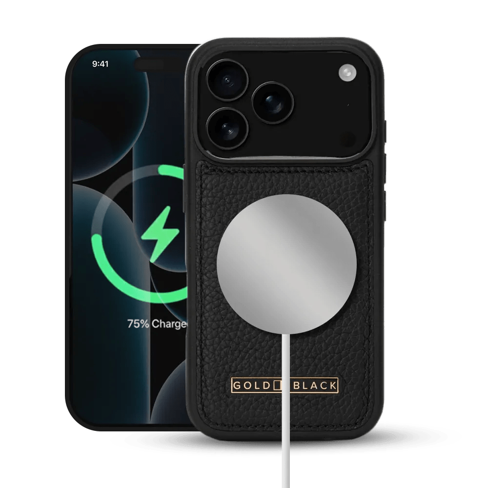 iPhone 17 Pro Lederhülle Nappa - MagSafe kompatibel - GOLDBLACKpremium
