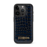 iPhone 16 Pro Lederhülle Milano - Design blau - GOLDBLACKpremium