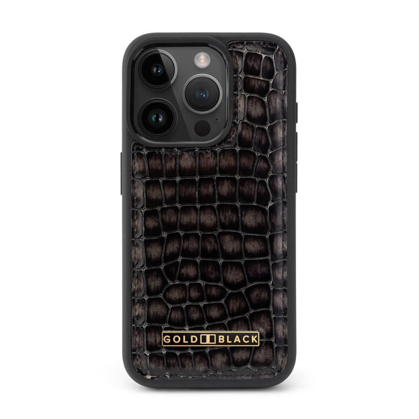 iPhone 16 Pro Leather Case Milano - Design grey - GOLDBLACKpremium