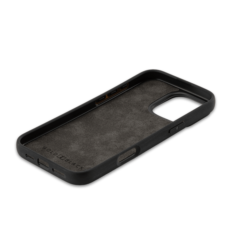 iPhone 16 Pro Max Lederhülle Luxe Suede Grau - GOLDBLACKpremium