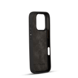 iPhone 16 Pro Lederhülle CrocPrestige grau mit Fingerschlaufe - GOLDBLACKpremium