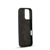 iPhone 16 Lederhülle Milano - Design grau mit Fingerschlaufe - GOLDBLACKpremium