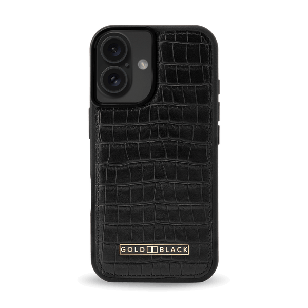 iPhone 16 Leather Case CrocPrestige Black