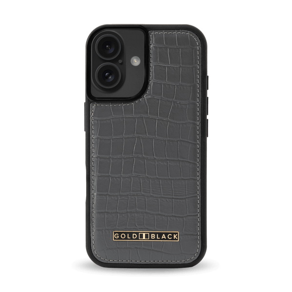 iPhone 16 Leather Case CrocPrestige Grey