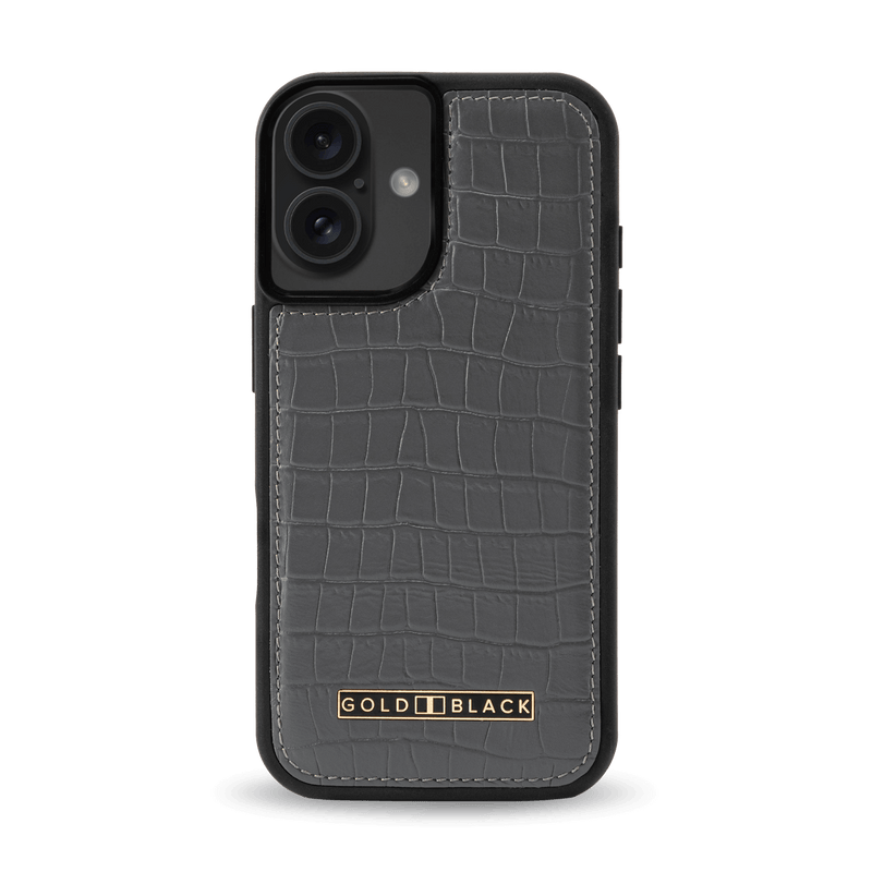 iPhone 16 Leather Case CrocPrestige Grey