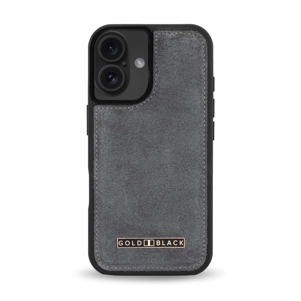 iPhone 16 Lederhülle Luxe Suede Grau - GOLDBLACKpremium