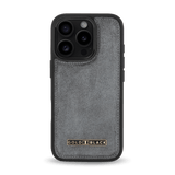 iPhone 16 Pro Leather Case Luxe Suede Grey