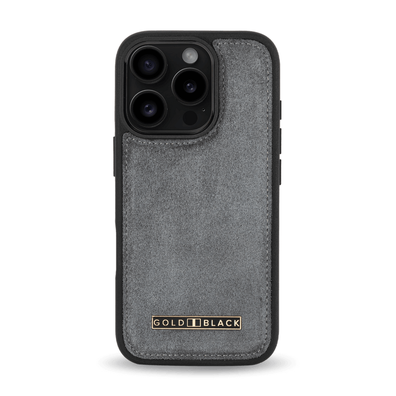 iPhone 16 Pro Leather Case Luxe Suede Grey