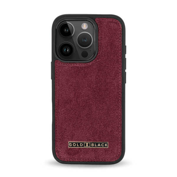 iPhone 16 Pro Lederhülle Luxe Suede Bordeaux - GOLDBLACKpremium