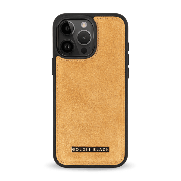 iPhone 16 Pro Max Lederhülle Luxe Suede Mustard - GOLDBLACKpremium
