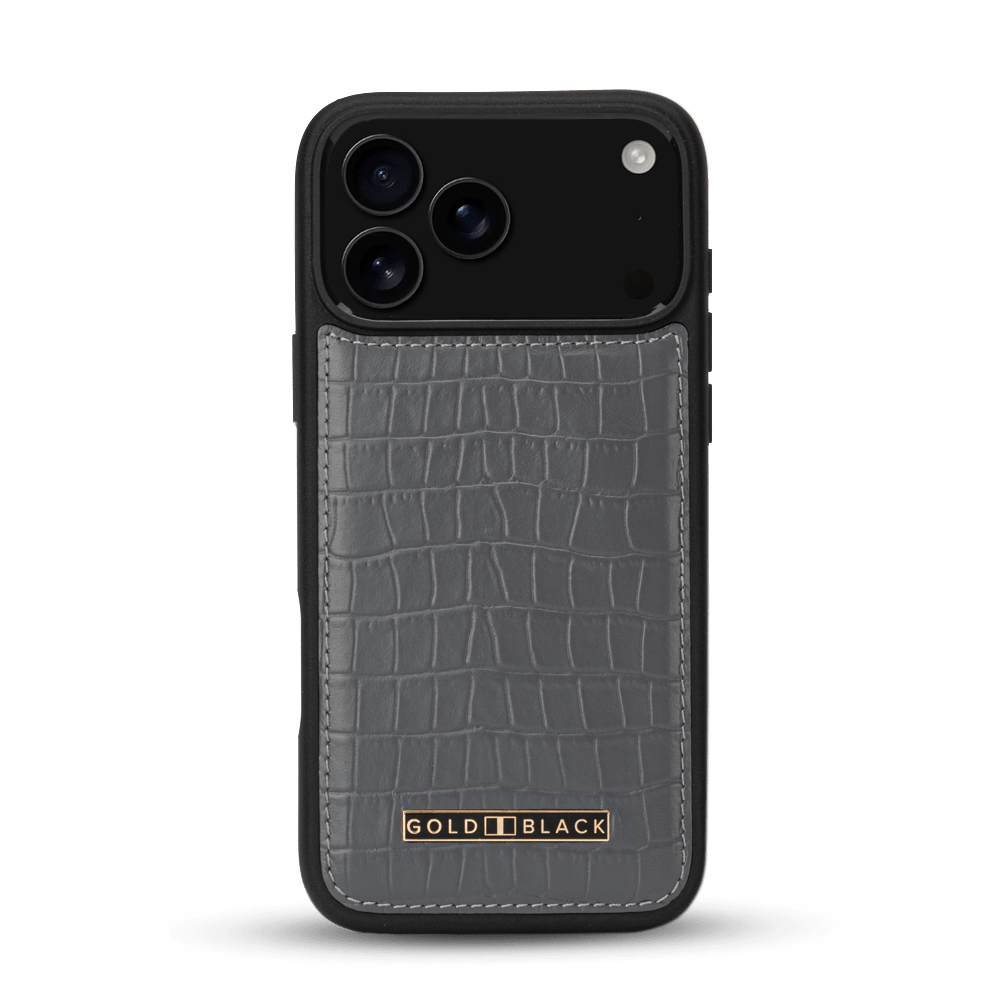 iPhone 17 Pro Max Lederhülle CrocPrestige - MagSafe kompatibel - GOLDBLACKpremium