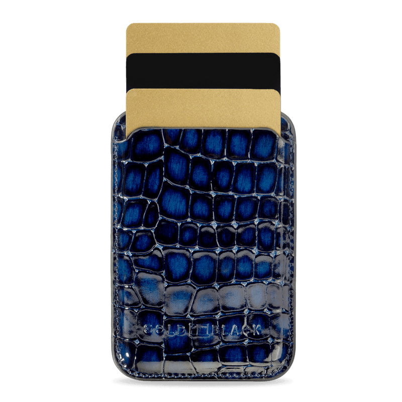 iPhone MagSafe Wallet Leder MILANO-Design Blau - GOLDBLACKpremium