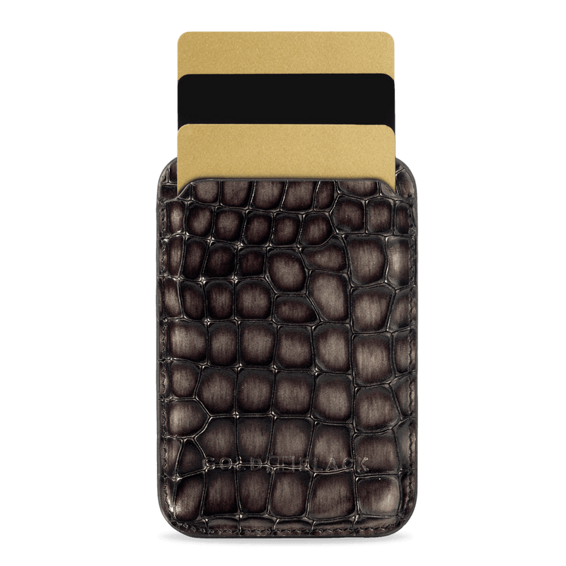 iPhone MagSafe Wallet Leder MILANO-Design Grau - GOLDBLACKpremium