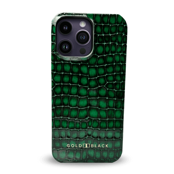 iPhone 14 Pro Max Slim Lederhülle MILANO-Design grün - GOLDBLACKpremium