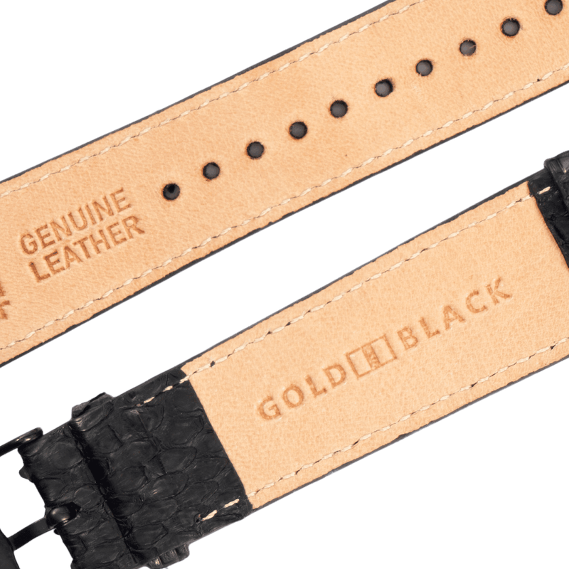Apple Watch Armband Pythonleder Tiefschwarz (Adapter schwarz) - GOLDBLACKpremium