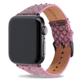 Apple Watch Armband Pythonleder fuchsia pink (Adapter schwarz) - GOLDBLACKpremium
