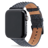 Apple Watch Armband Pythonleder navy blau (Adapter schwarz) - GOLDBLACKpremium