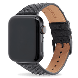 Apple Watch Armband Pythonleder Tiefschwarz (Adapter schwarz) - GOLDBLACKpremium