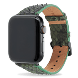 Apple Watch Armband Pythonleder gras grün (Adapter schwarz) - GOLDBLACKpremium