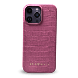 iPhone 14 Pro Max Slim Lederhülle Kroko-Prägung pink - GOLDBLACKpremium