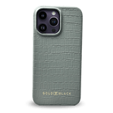 iPhone 14 Pro Max Slim Lederhülle Kroko-Prägung pastel grün - GOLDBLACKpremium