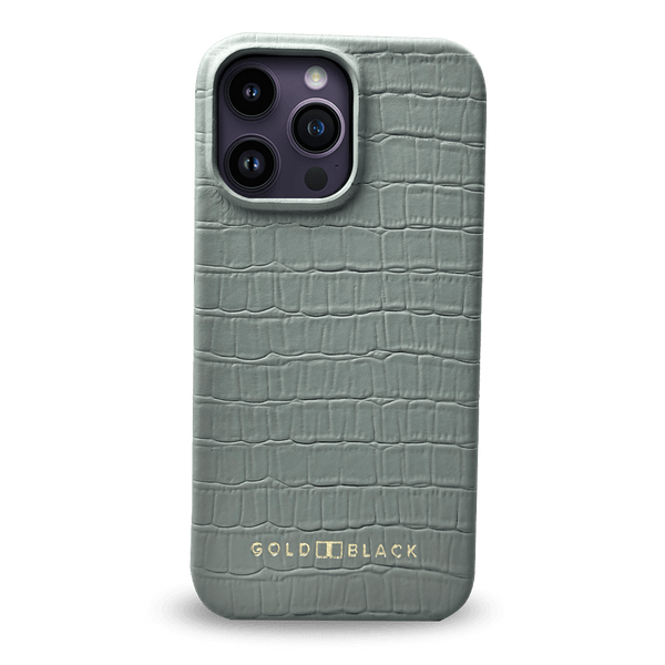 iPhone 14 Pro Max Slim Lederhülle Kroko-Prägung pastel grün - GOLDBLACKpremium