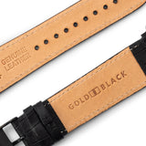 Apple Watch Leder Armband Kroko-Prägung schwarz(Adapter schwarz) - GOLDBLACKpremium