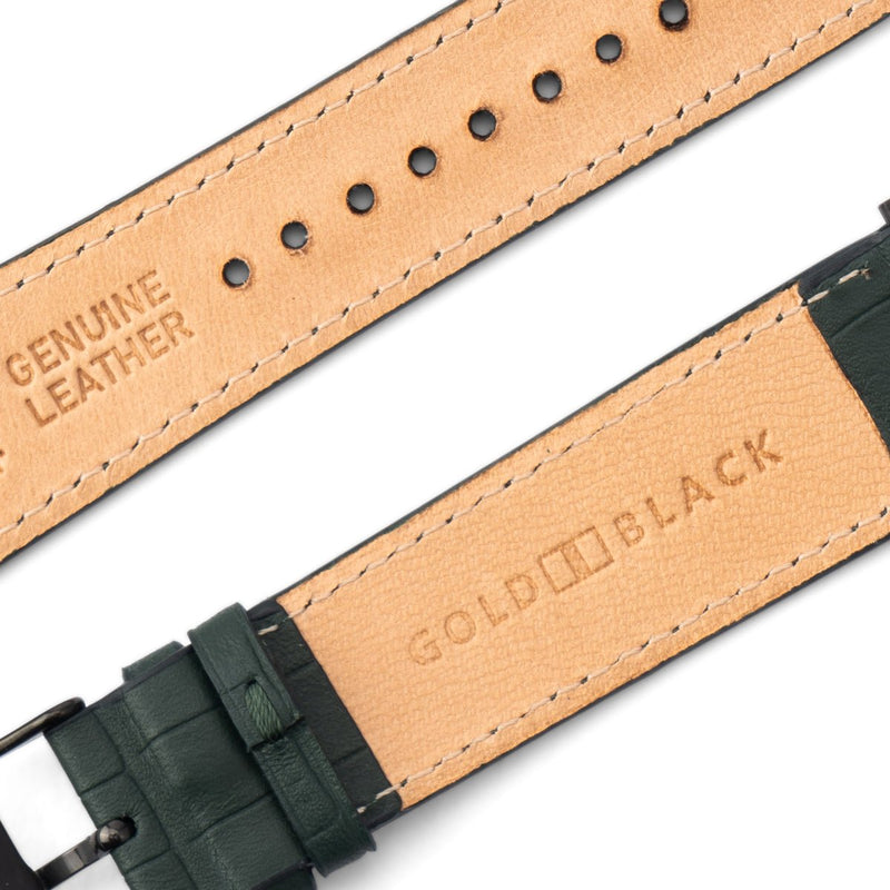 Apple Watch Leder Armband Kroko-Prägung grün (Adapter schwarz) - GOLDBLACKpremium