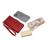 Billion Geldbörse mit Handyfach aus Leder Kroko-Prägung Rot - GOLDBLACKpremium