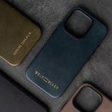 iPhone 15 Pro Lederhülle Luxe blau mit MagSafe - GOLDBLACKpremium