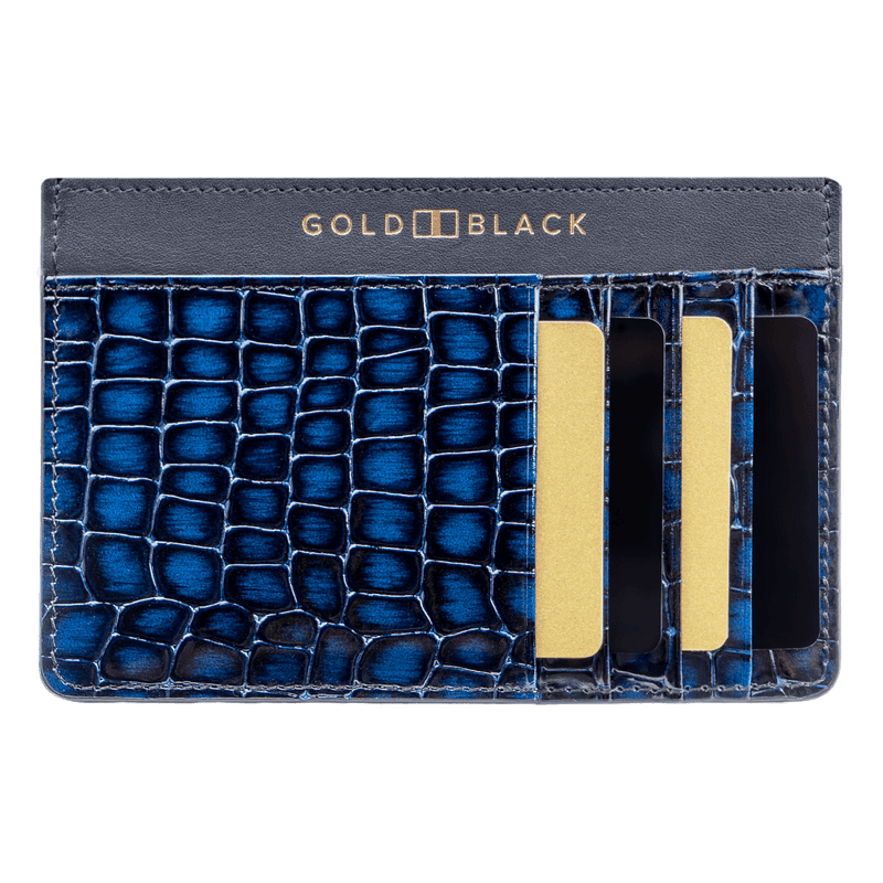 Royal Kartenetui Leder MILANO-Design Blau - GOLDBLACKpremium