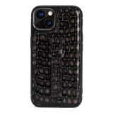 iPhone 13 Leder Case mit Fingerschlaufe Milano-Design grau - GOLDBLACKpremium