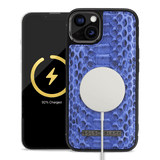 iPhone 13 MagSafe Leder Case Python blau - GOLDBLACKpremium